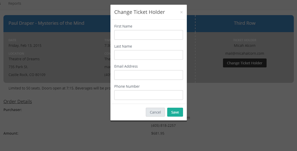 change ticket holder